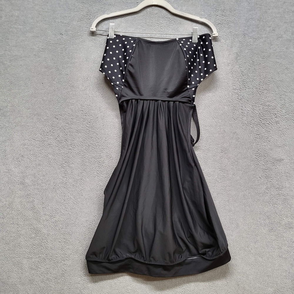 Cacique Women Swimwear 14 Black Nylon Spandex One Piece Polka Dot Sleeveless NWT
